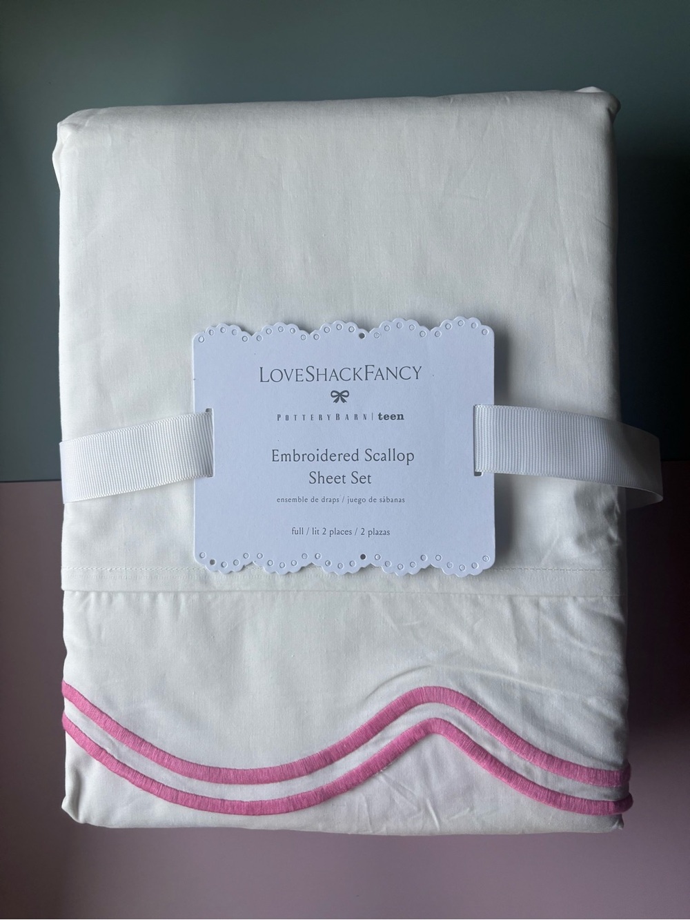 LoveShackFancy Embroidered Scallop Sheet Set - Full - NWT